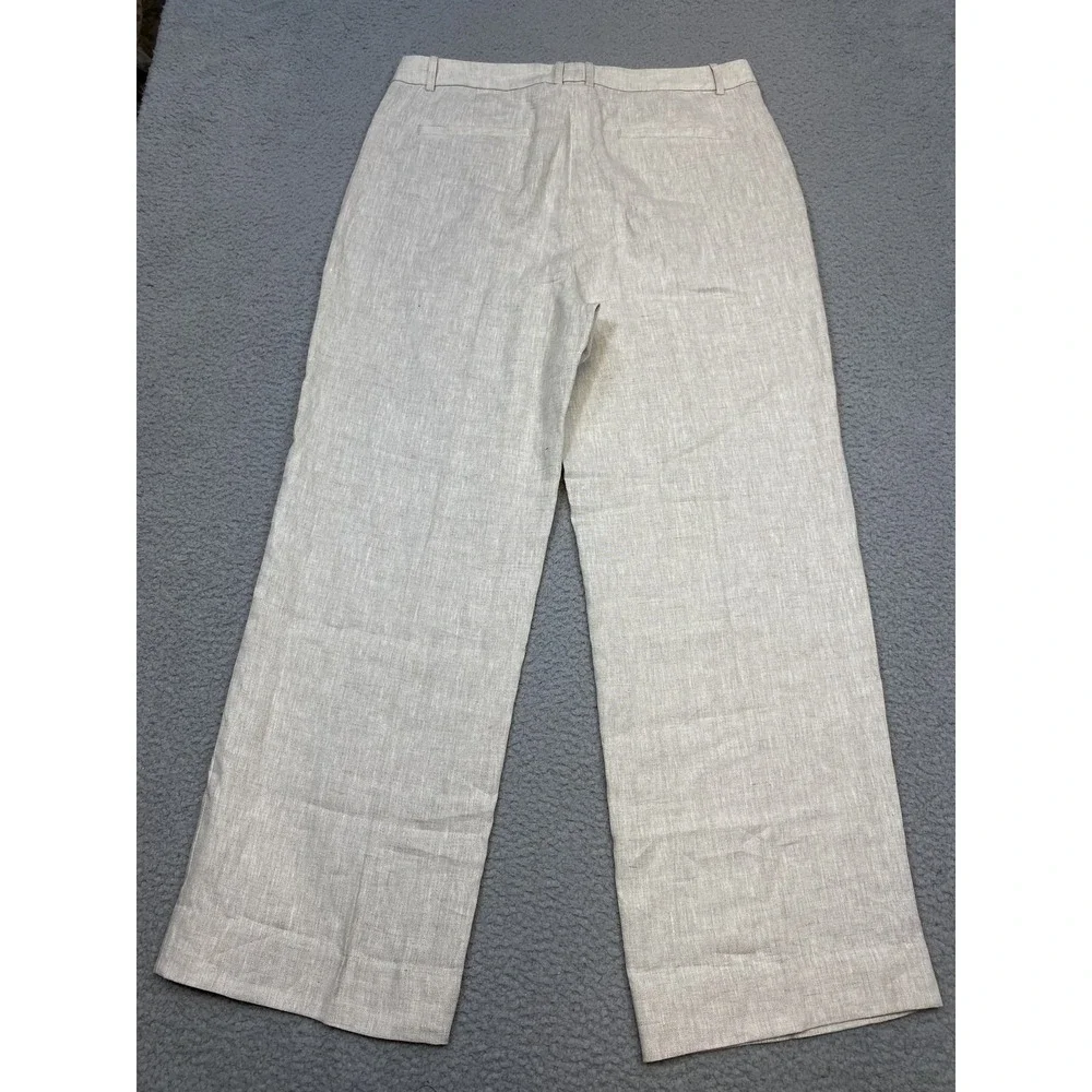 Banana Republic Pants Womens 14 Beige Linen Straight Leg Lightweight Summer Work